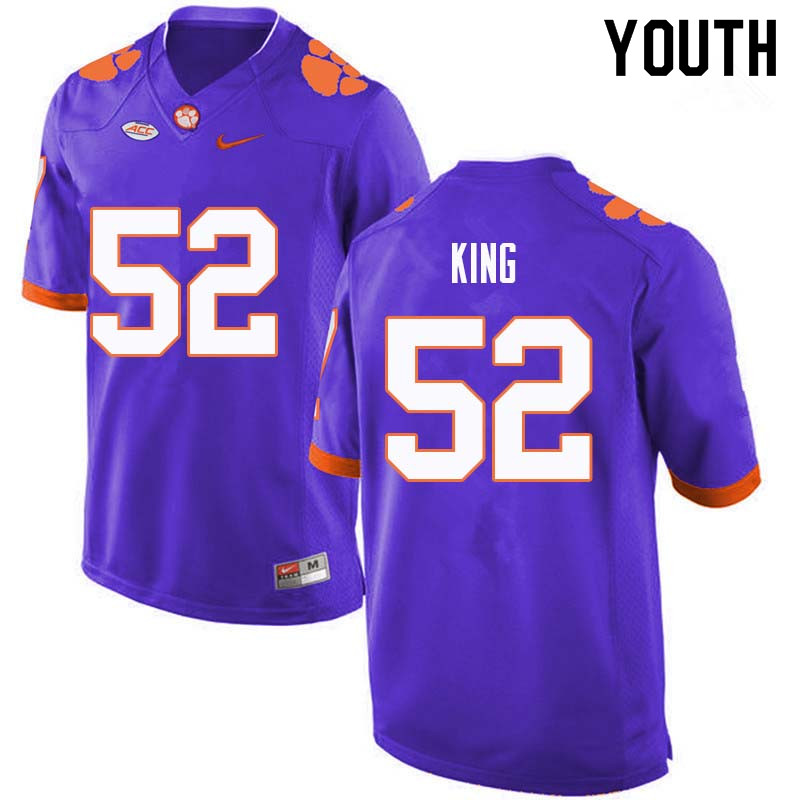 Youth #52 Matthew King Clemson Tigers College Football Jerseys Sale-Purple - Click Image to Close